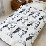 Mozart Sketch Design on Velveteen Plush Blanket for Music Lovers
