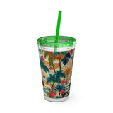 Sunsplash Tropical Piano Design 01 on Tumbler with Straw - 16oz, Perfect for Music Lovers
