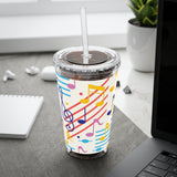 Music Notes Design 02 on Tumbler with Straw - 16oz, Perfect for Music Lovers