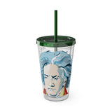 Beethoven Design 01 on Tumbler with Straw - 16oz, Perfect for Music Lovers