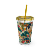Sunsplash Tropical Piano Design 01 on Tumbler with Straw - 16oz, Perfect for Music Lovers