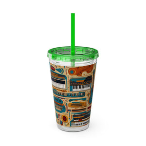 Sunsplash Musical Instruments Design 02 on Tumbler with Straw - 16oz, Perfect for Music Lovers