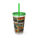 Sunsplash Musical Instruments Design 02 on Tumbler with Straw - 16oz, Perfect for Music Lovers