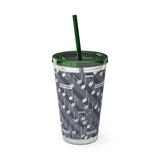 Music Notes Design 03 on Tumbler with Straw - 16oz, Perfect for Music Lovers