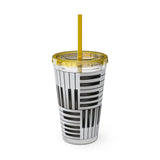 Piano Keys Design 01 on Tumbler with Straw - 16oz, Perfect for Music Lovers