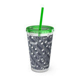 Music Notes Design 03 on Tumbler with Straw - 16oz, Perfect for Music Lovers