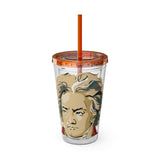 Beethoven Design 02 on Tumbler with Straw - 16oz, Perfect for Music Lovers