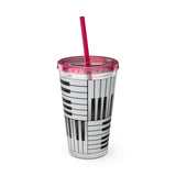 Piano Keys Design 01 on Tumbler with Straw - 16oz, Perfect for Music Lovers