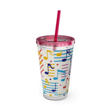 Music Notes Design 02 on Tumbler with Straw - 16oz, Perfect for Music Lovers