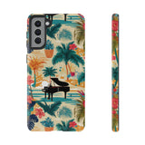 Tropical Piano Samsung Galaxy Phone Case - Floral Design for Music Lovers