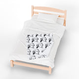 Mozart Sketch Design on Velveteen Plush Blanket for Music Lovers