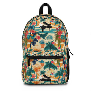 Tropical Piano Backpack - Floral Musical Design for Music Lovers