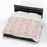 Music Notes Design 01 on Velveteen Plush Blanket for Music Lovers