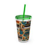 Sunsplash Musical Instruments Design 02 on Tumbler with Straw - 16oz, Perfect for Music Lovers
