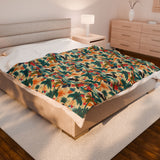 Tropical Piano Design on Velveteen Plush Blanket for Music Lovers