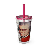 Mozart and Manuscript Design on Tumbler with Straw - 16oz, Perfect for Music Lovers