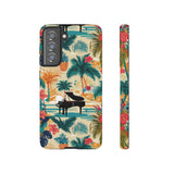 Tropical Piano Samsung Galaxy Phone Case - Floral Design for Music Lovers