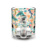 Tropical Piano Design 01 on Glass Mug - 10oz Coffee Cup for Music Lovers