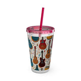 Sunsplash Musical Instruments Design 03 on Tumbler with Straw - 16oz, Perfect for Music Lovers