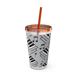 Piano Keys Design 04 on Tumbler with Straw - 16oz, Perfect for Music Lovers
