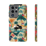 Tropical Piano Samsung Galaxy Phone Case - Floral Design for Music Lovers