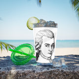 Mozart Sketch Design on Tumbler with Straw - 16oz, Perfect for Music Lovers