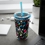 Music Notes Design 04 on Tumbler with Straw - 16oz, Perfect for Music Lovers
