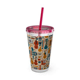 Sunsplash Musical Instruments Design 01 on Tumbler with Straw - 16oz, Perfect for Music Lovers