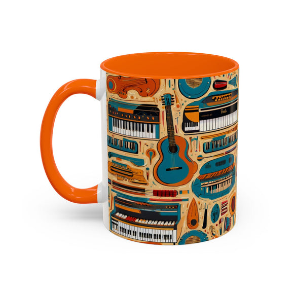 Musical Instruments Design 02 on Accent Coffee Mug - Beautiful Design for Music Lovers