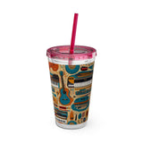 Sunsplash Musical Instruments Design 02 on Tumbler with Straw - 16oz, Perfect for Music Lovers