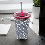 Music Notes Design 03 on Tumbler with Straw - 16oz, Perfect for Music Lovers