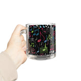 Music Notes Design 04 on Glass Mug - 10oz Coffee Cup for Music Lovers