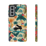 Tropical Piano Samsung Galaxy Phone Case - Floral Design for Music Lovers