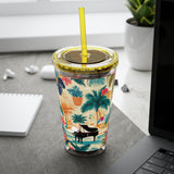 Sunsplash Tropical Piano Design 01 on Tumbler with Straw - 16oz, Perfect for Music Lovers