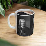 JS Bach Portrait on Ceramic Mug 11oz - Musician Gift, Coffee Cup for Music Lovers