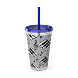 Piano Keys Design 04 on Tumbler with Straw - 16oz, Perfect for Music Lovers