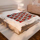 Mozart and Manuscript Design on Velveteen Plush Blanket for Music Lovers