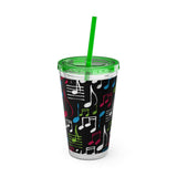 Music Notes Design 04 on Tumbler with Straw - 16oz, Perfect for Music Lovers