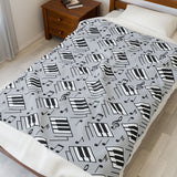 Piano Keys Design 04 on Velveteen Plush Blanket for Music Lovers