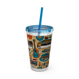 Sunsplash Musical Instruments Design 02 on Tumbler with Straw - 16oz, Perfect for Music Lovers