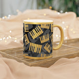 Piano Keys Design 03 on Metallic Mug (Silver / Gold) 11 oz Beautiful Design For Music Lovers