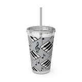 Piano Keys Design 04 on Tumbler with Straw - 16oz, Perfect for Music Lovers
