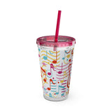 Music Notes Design 01 on Tumbler with Straw - 16oz, Perfect for Music Lovers