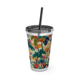 Sunsplash Tropical Piano Design 01 on Tumbler with Straw - 16oz, Perfect for Music Lovers