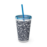 Music Notes Design 03 on Tumbler with Straw - 16oz, Perfect for Music Lovers