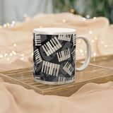Piano Keys Design 03 on Metallic Mug (Silver / Gold) 11 oz Beautiful Design For Music Lovers