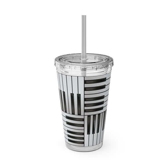 Piano Keys Design 01 on Tumbler with Straw - 16oz, Perfect for Music Lovers