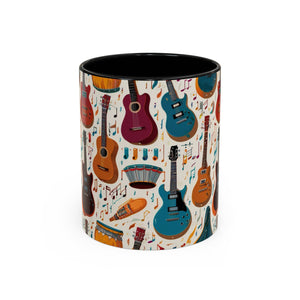Musical Instruments Design 03 on Accent Coffee Mug - Beautiful Design for Music Lovers
