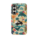 Tropical Piano Samsung Galaxy Phone Case - Floral Design for Music Lovers