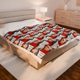 Mozart and Manuscript Design on Velveteen Plush Blanket for Music Lovers